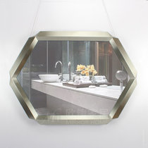 European mirror home light luxury stainless steel bathroom bathroom mirror metal wall mounted mirror Model Room background wall decoration mirror