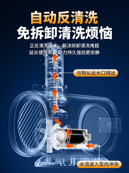Fish Tank Ultra-Quiet Circulating Water Pump with Bottom Side Suction Filtration, Self-Cleaning Three-In-One Waste Suction Pump, Magnetic Levitation Submersible Pump