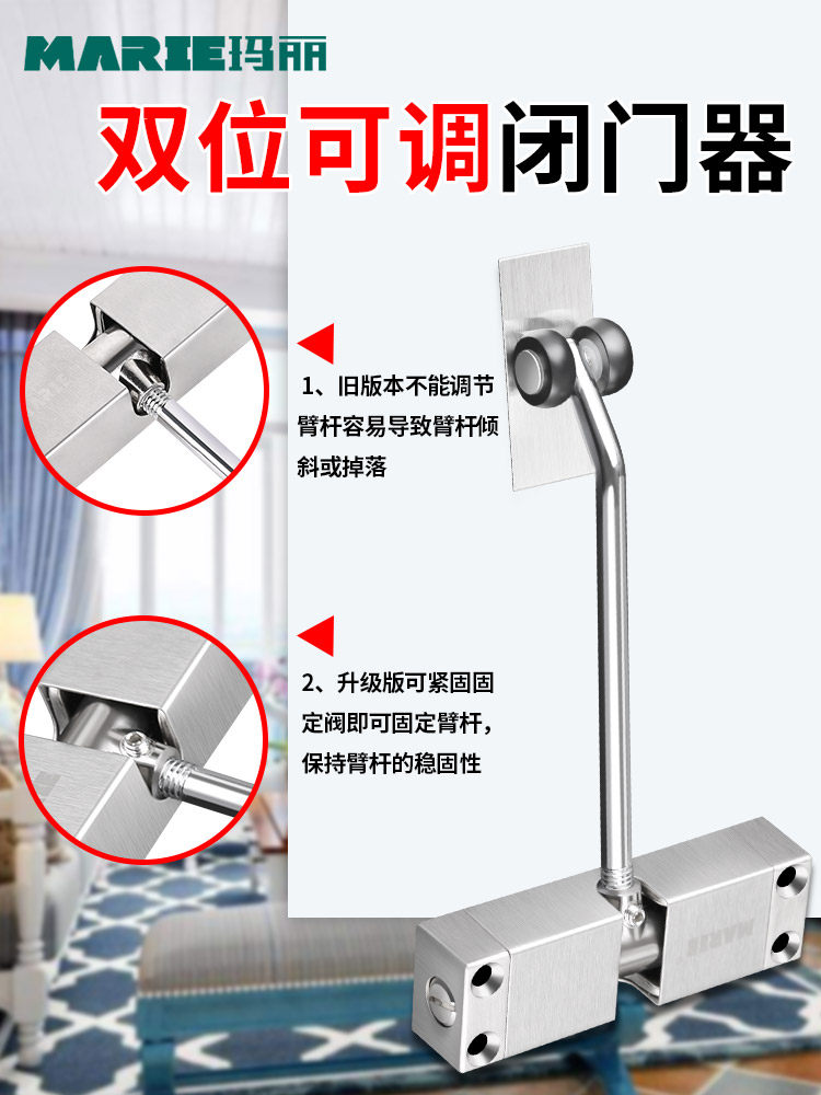 Door Closer with Hydraulic Buffer, Home Door Damper, Automatic Door Closer, Fire Door Push-Pull Door Closing Device