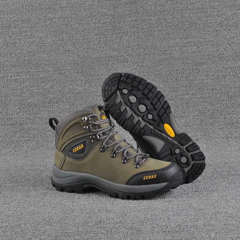 Donkey friendly hard goods headstock Cow Leather Waterproof Anti-Slip Abrasion Resistant Men High Cylinder Outdoor Climbing Shoes Hiking Shoes