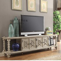Fan-style Audiovisual Trim Cabinet American Countryside Solid Wood Carved small family Living room storage TV cabinet customizable
