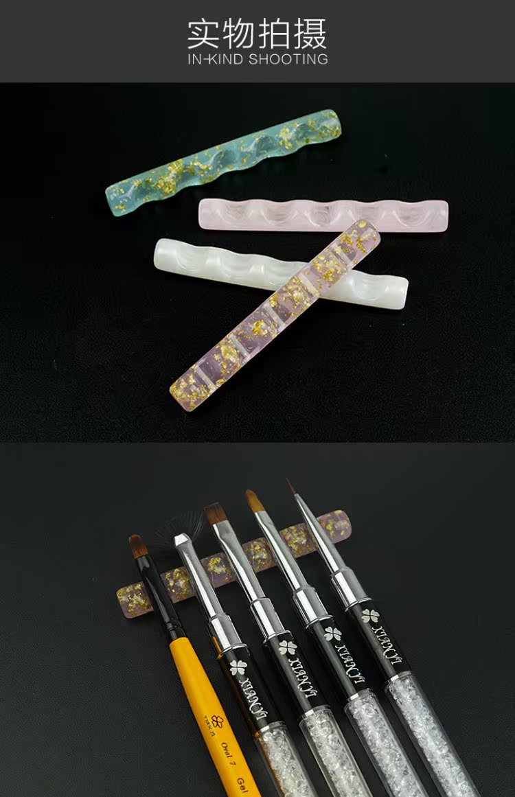 Nail art chủ công cụ trị liệu ánh sáng bút sơn vàng lá acrylic kết cấu spar lưu trữ giá 5 bút giữ bút - Công cụ Nail vẽ cọ bản 3d