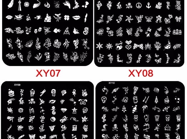 Nail art in mẫu cào chuyển công cụ tem sơn móng tay sơn thép tấm 19 tùy chọn vẽ cọ bản 3d