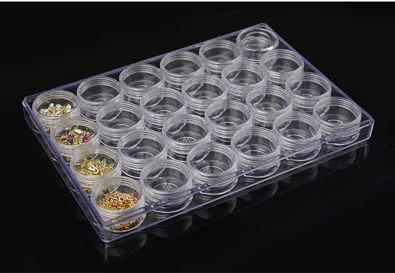 Dụng cụ làm móng Nail Trang sức lưu trữ Hộp 24 Lưới 28 Gói Hộp nhựa trong suốt Nail Ware bộ dụng cụ làm nail