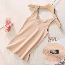 Warm vest female slim winter fever wool ring plus velvet body body body body cold cold seamless lace base shirt