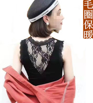 Warm camisole Vest Womens tight size Terry integrated velvet body shaping autumn and winter lace net red wild cold-proof base