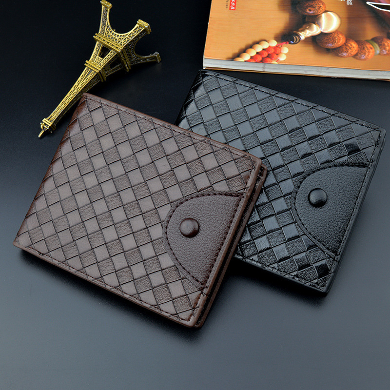 Manyidi Men's Wallet Short Wallet Vintage Fashion Casual Trendy Woven Pattern Multiple Card Slots Large Capacity Manyidi Men's Wallet Short Wallet Vintage Fashion Casual Trendy Woven Pattern Multiple Card Slots Large Capacity
