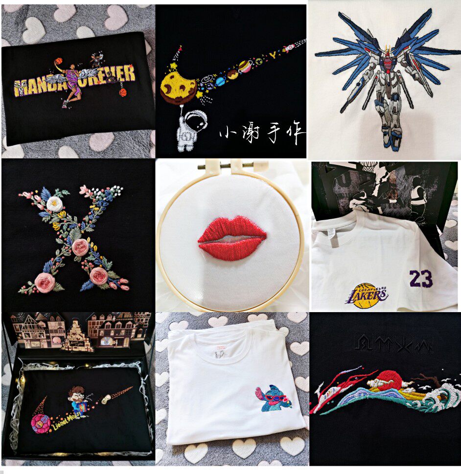 Embroidered handmade diy send boyfriend gift lovers T-shirt Methodist embroidery to figure it out