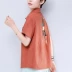 Áo thun nữ tay lửng ngắn nữ 2018 hè mới hè cỡ lớn cho nữ trung niên cotton Quần áo cổ bẻ - Áo phông