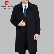 Áo len len mùa đông Pierre Cardin ve áo dài qua đầu gối cashmere trench coat cha áo len trung niên