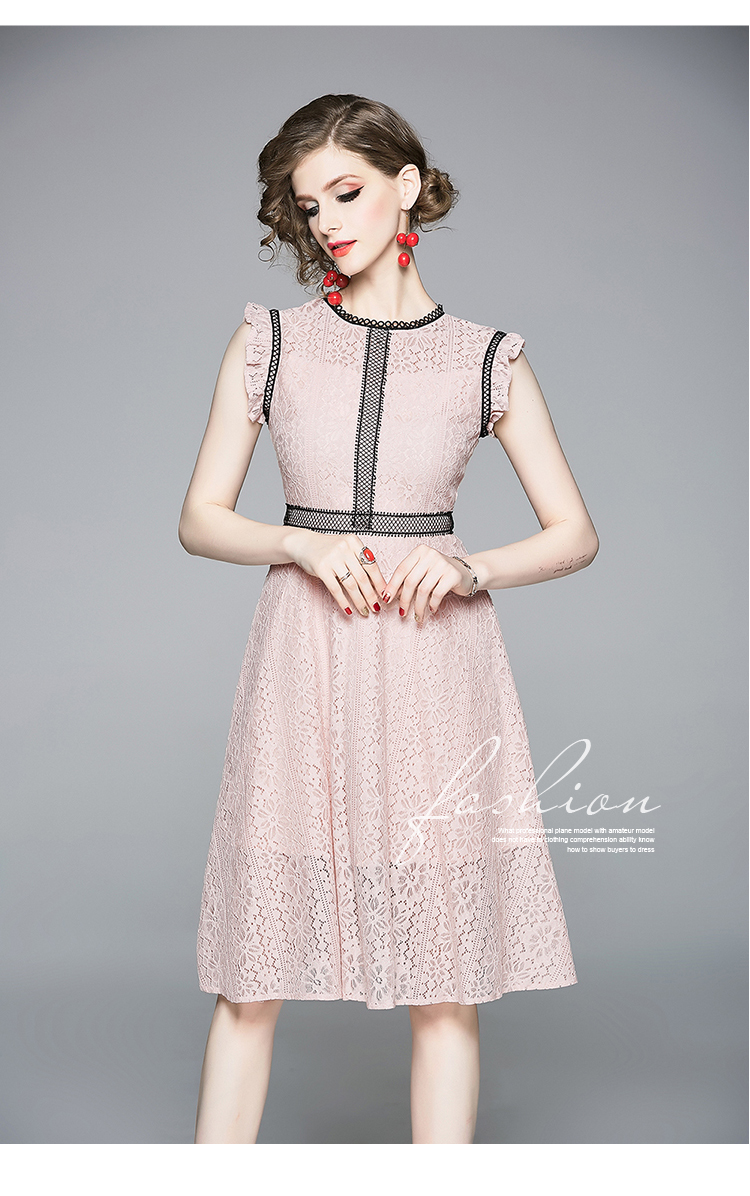 VK旗艦店 歐美風時尚氣質優雅蕾絲背心裙收腰無袖洋裝