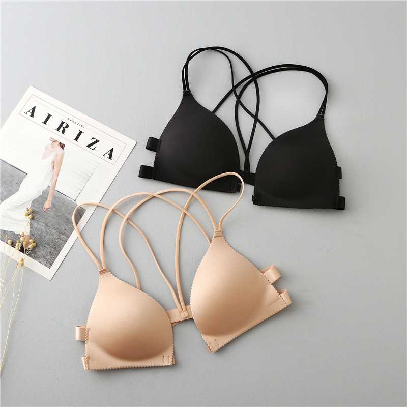Wholesale Beauty Back Underwear Mango Cup Female Poly front button Sexy small breasted bra Cross with no-scratched and no-steel-ring bra