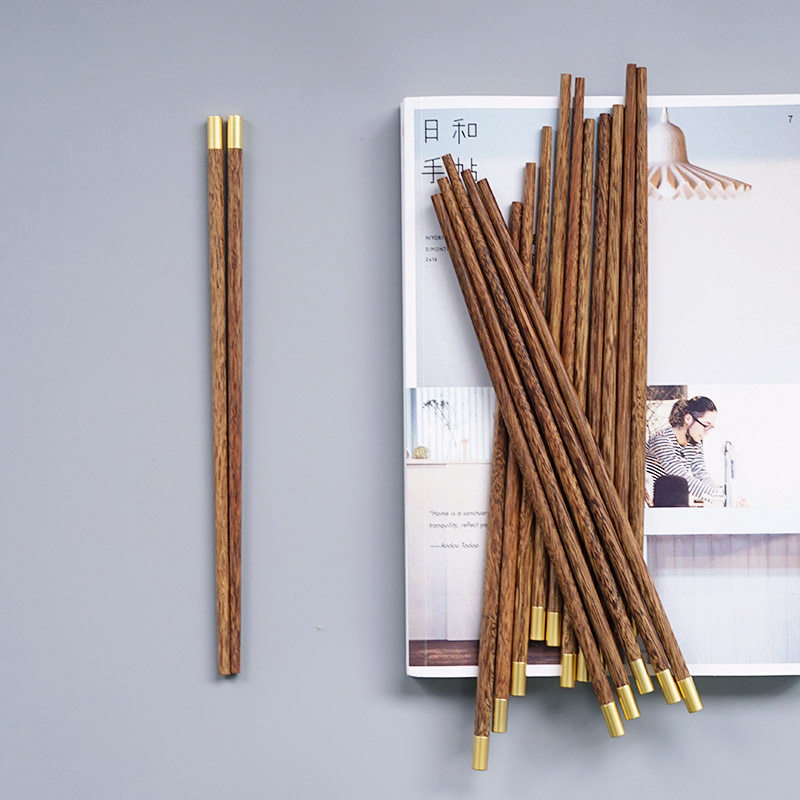 Chinese Home High-end Log Natural Chicken Wings Wood Chopsticks Solid Wood Round Fu Long Chopsticks No Paint No Wax Public Chopsticks Wood