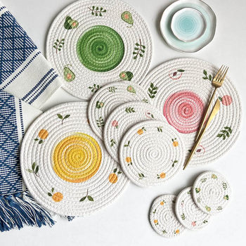 Cotton rope heat insulation and anti-scalding pad round shape