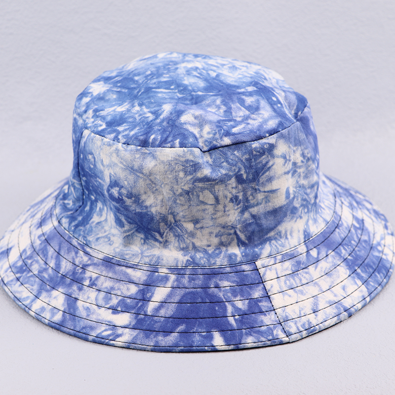 Wholesale Tie-Dye Trendy Men's and Women's Hats, Breathable Youth Casual Spring and Summer Sun Protection Bucket Hats, Tie-Dye Round Top
