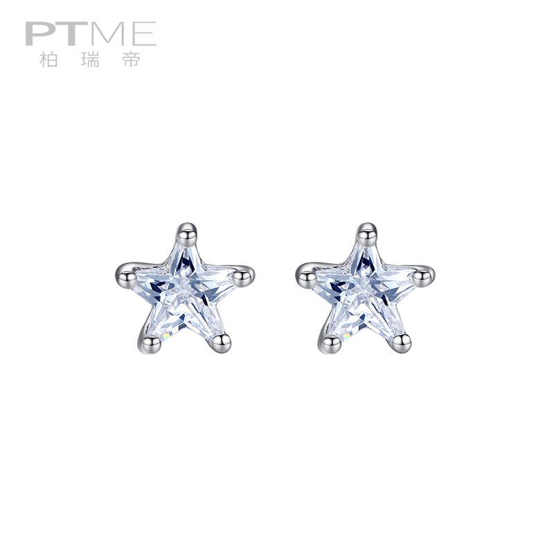 Pure Silver Earrings Female Earrings Mini Small Earbone Nail Stars Synthetic Crystal Mesh Red Korea Brief Ear Ornaments Small 