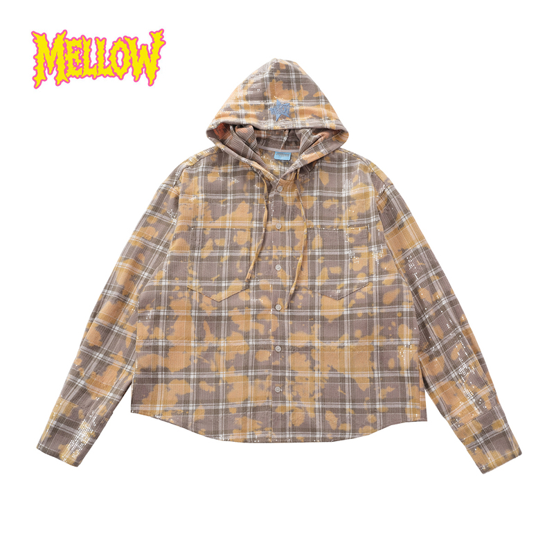 Mellow Sunset Tie-Dye Sequin Hooded Shirt Mellow Sunset Tie-Dye Sequin Hooded Shirt