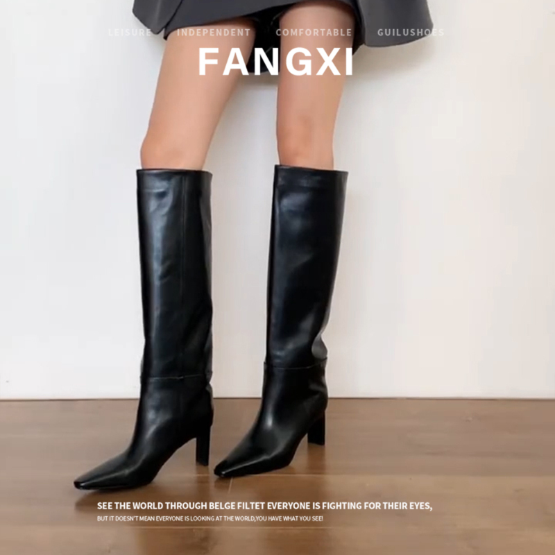 Cowhide Version ~ Autumn and Winter Slimming Pointed-Toe High-Heeled Riding Boots, Chunky Heel Long Boots for Women, Over-The-Knee Boots, High-Heeled Long Boots Cowhide Version ~ Autumn and Winter Slimming Pointed-Toe High-Heeled Riding Boots, Chunky Heel Long Boots for Women, Over-The-Knee Boots, High-Heeled Long Boots