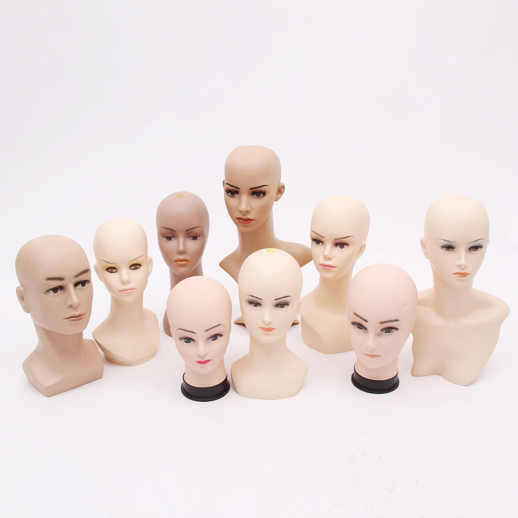 Woman head model dummy head props male and female head model hat wig display props with makeup fake head bald head model