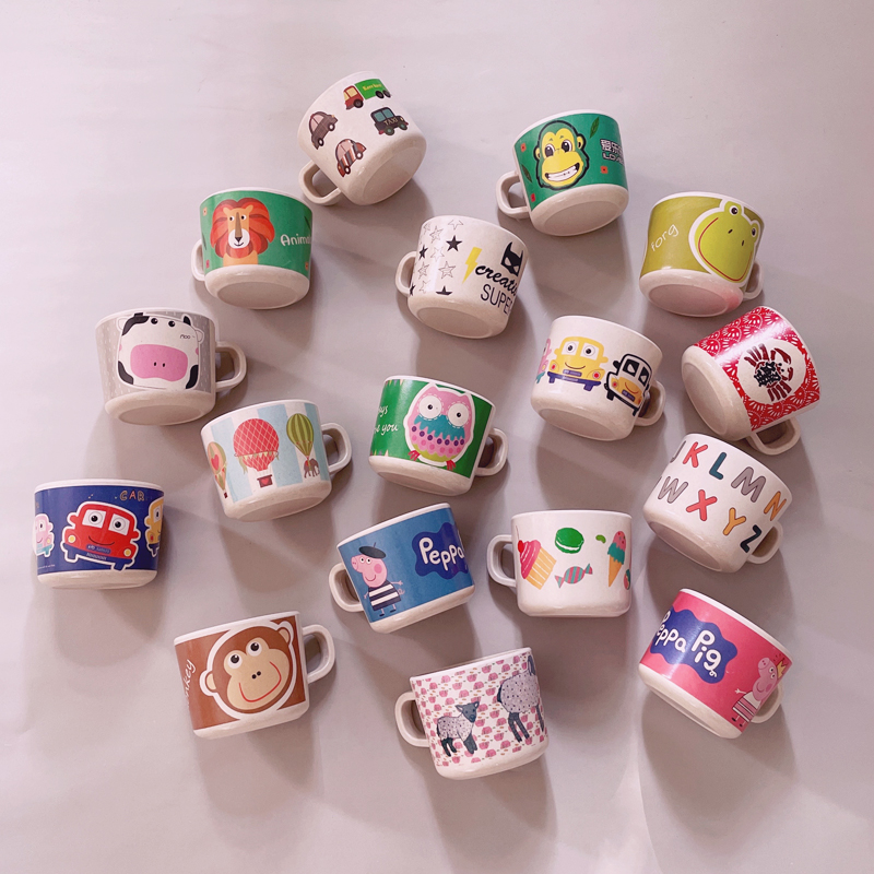 Tangerine Kerr Children Bamboo Fiber Portable Water Cup Home Milk Cup Baby Wash Cute Cartoon Mug INVOICE-Taobao