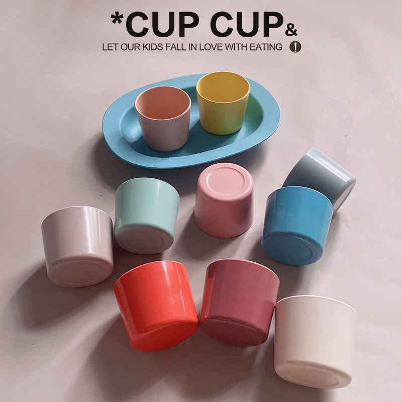 Orange's Ke'er Bamboo Fiber Ice Cream Children's Teeth Brushing Cup Straight Cup Milk Cup Pure Color Baby Cup