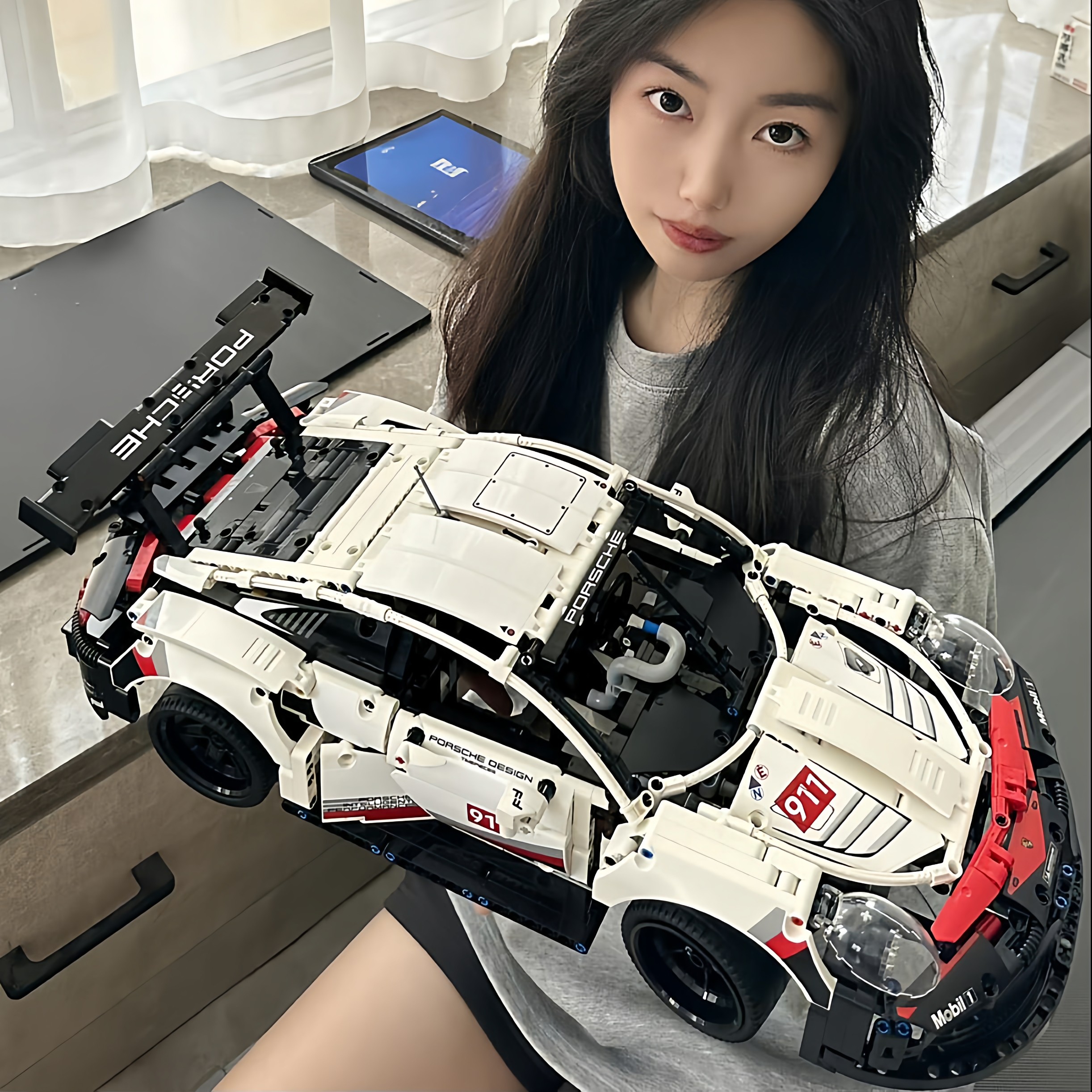 Porsche 911 building block механическая группа собрала спортивный автомобиль с дистанционным управлением, гоночную игрушку для взрослых, головоломку для мальчика, подарок на день рождения