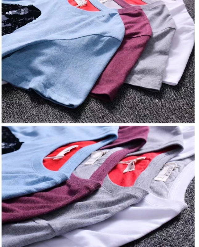 Sowhynot 2018 hè phong cách mới thoải mái lần đầu tiên giặt giầy sandal cổ tròn tay ngắn 1818 Áo phông nam hàng hiệu