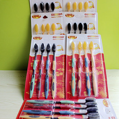 Fair sale gift bamboo charcoal nano toothbrush soft bristles comfortable tooth protection toothbrush 4 packs black yellow