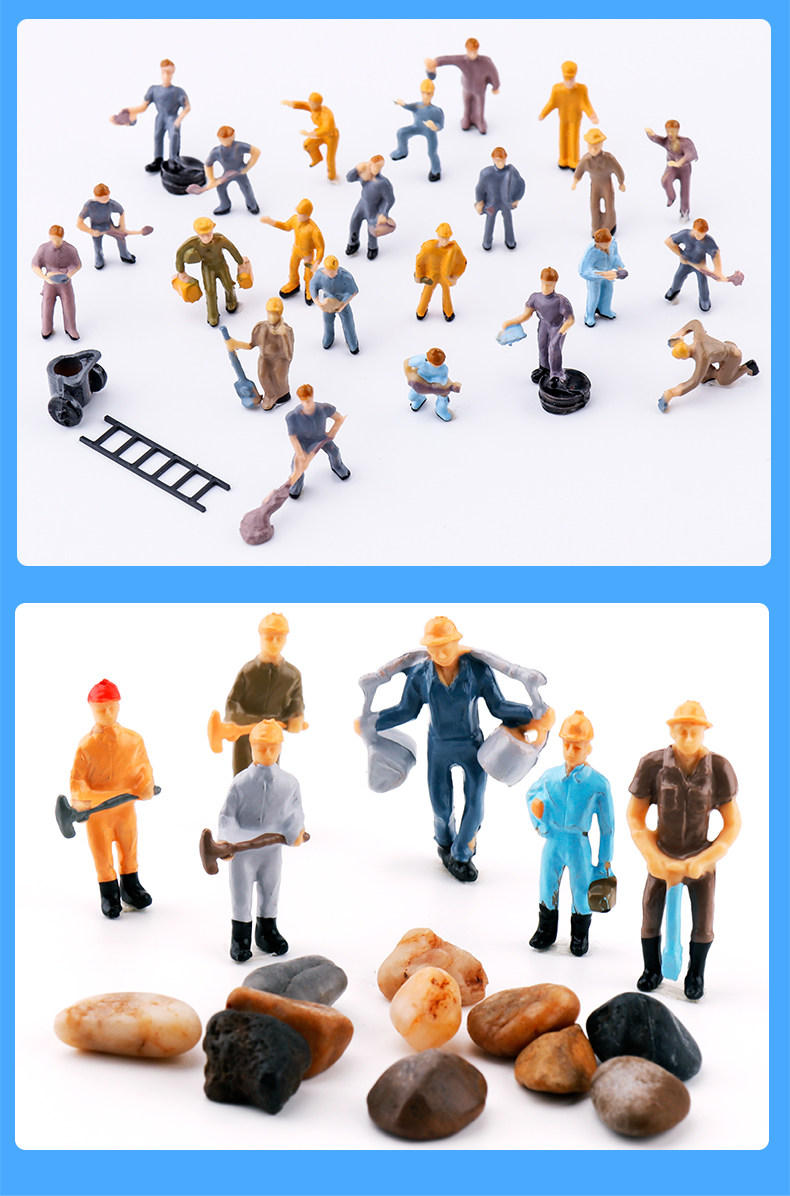 Материалы для изготовления сборных моделей 建筑模型沙盘人物 铁路小人工人小人1包25个火车场景矿工彩色人偶 Colorful Kazakh mud