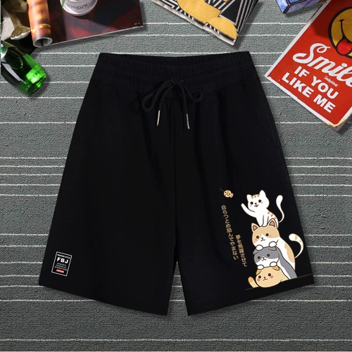 Мужские хлопковые шорты, трендовые брендовые штаны для отдыха для школьников, оверсайз