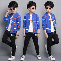 6 children and boys autumn suit 2021 new 8 middle-aged and older boys spring three-piece casual sports 15-year-old trend