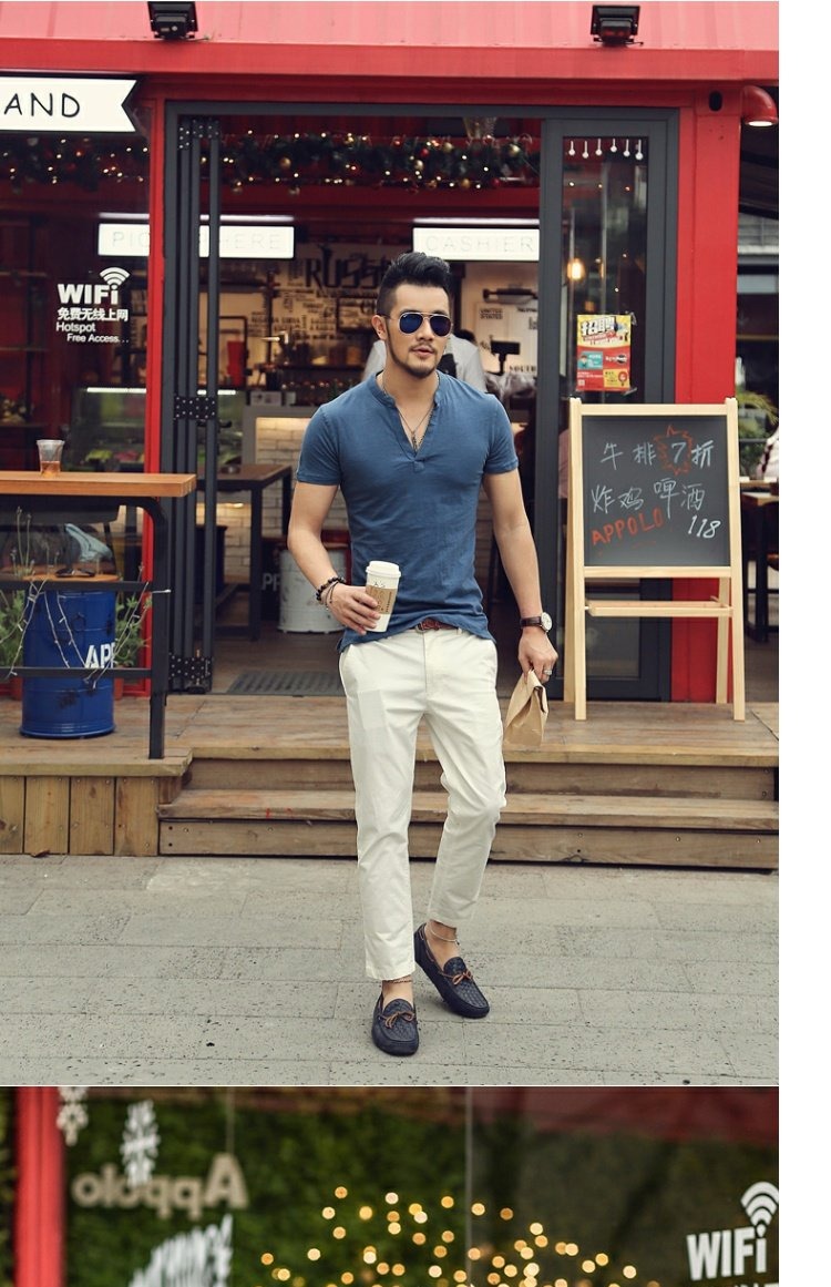 Mùa hè mới phong cách cotton áo polo ngắn tay Anh gió Slim Áo thun tay ngắn nam V-cổ Áo thun PL1010 áo phông nam có cổ