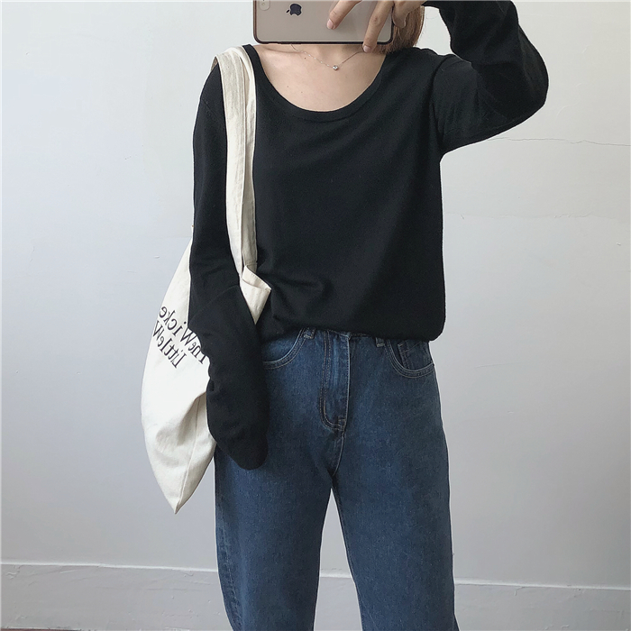 Muzi 18 mùa thu / vòng cổ / cổ chữ V Kiểu cổ điển không quá nhiều để mặc! Áo len dài tay nữ màu đen áo khoác cardigan nữ cao cấp