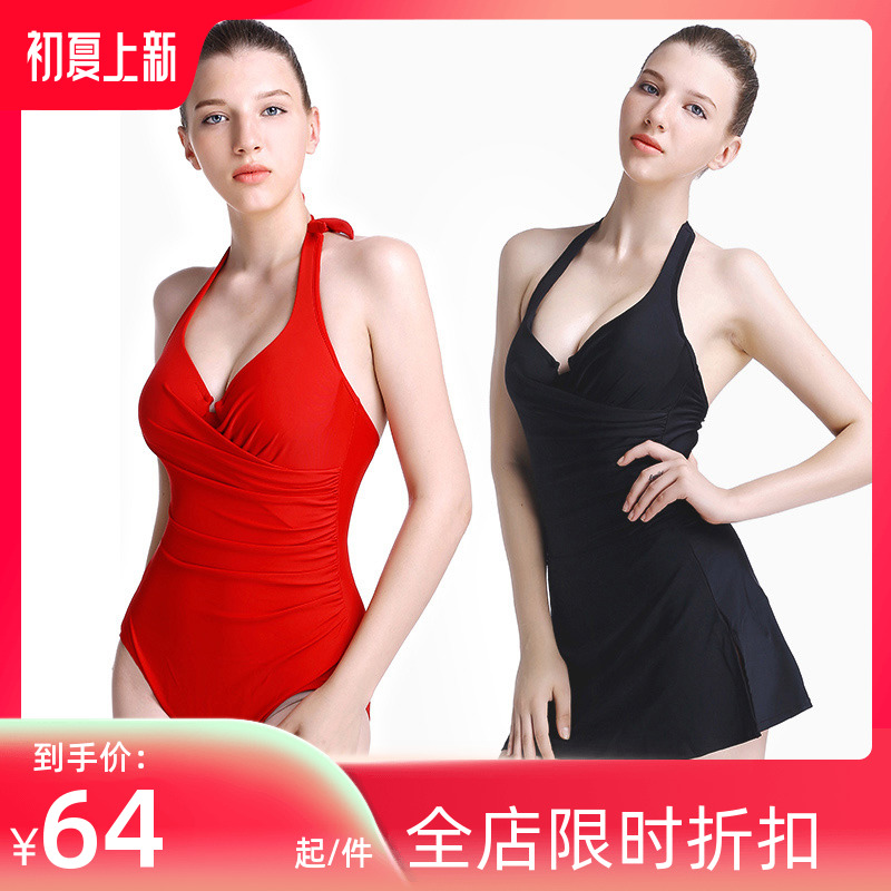 Special price swime even body triangle with detachable skirt hem swimsuit female spa with steel ring send inserts for a larger code