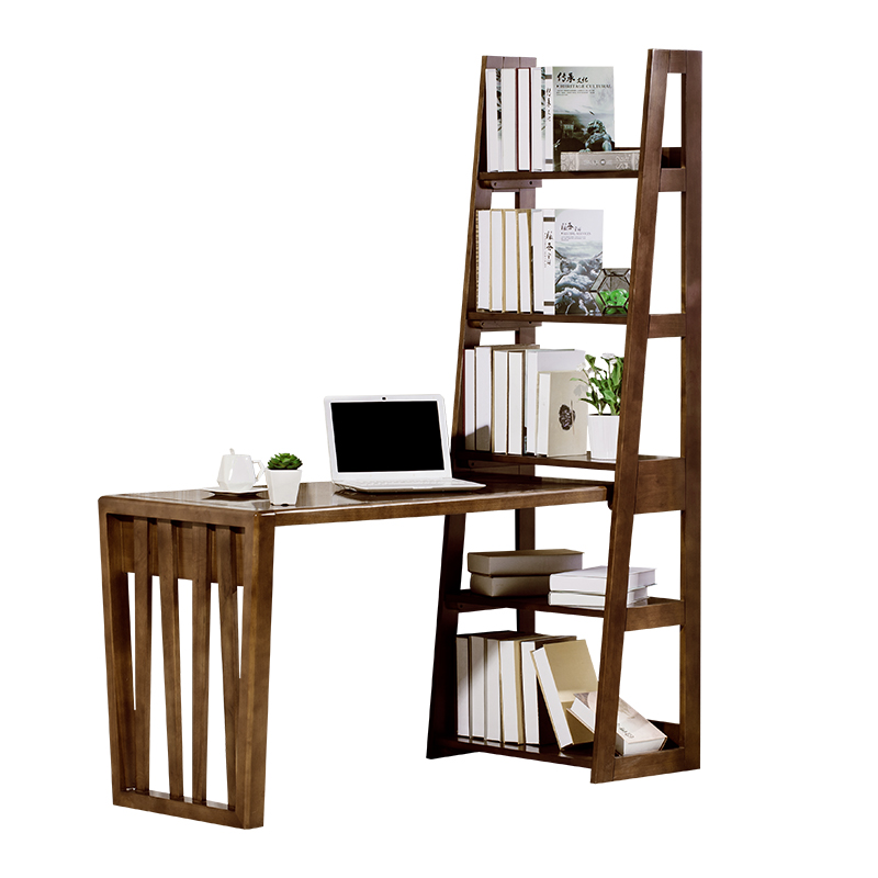 Full Solid Wood Desk Bookshelf Combination Modern Minimalist