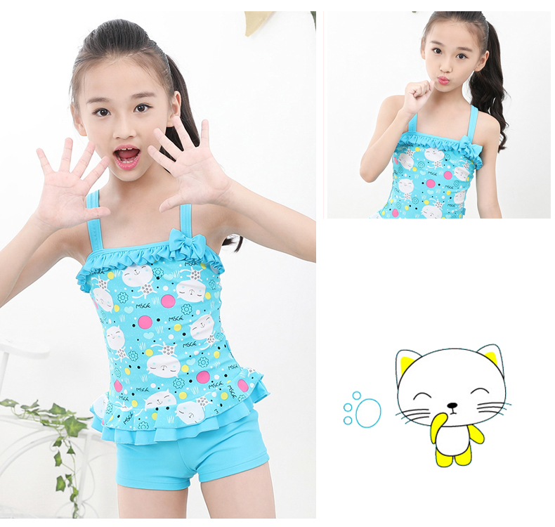 Đồ bơi cho trẻ em gái Big Boy Split Princess Dress Học sinh Boxer - Bộ đồ bơi của Kid đồ bơi trẻ em nữ