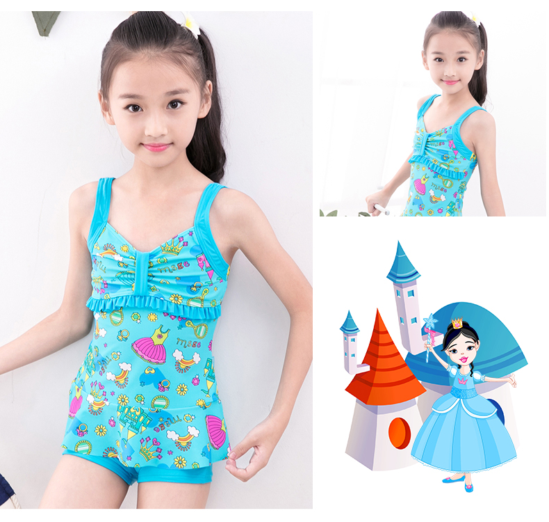 Đồ bơi cho trẻ em gái Big Boy Split Princess Dress Học sinh Boxer - Bộ đồ bơi của Kid đồ bơi trẻ em nữ