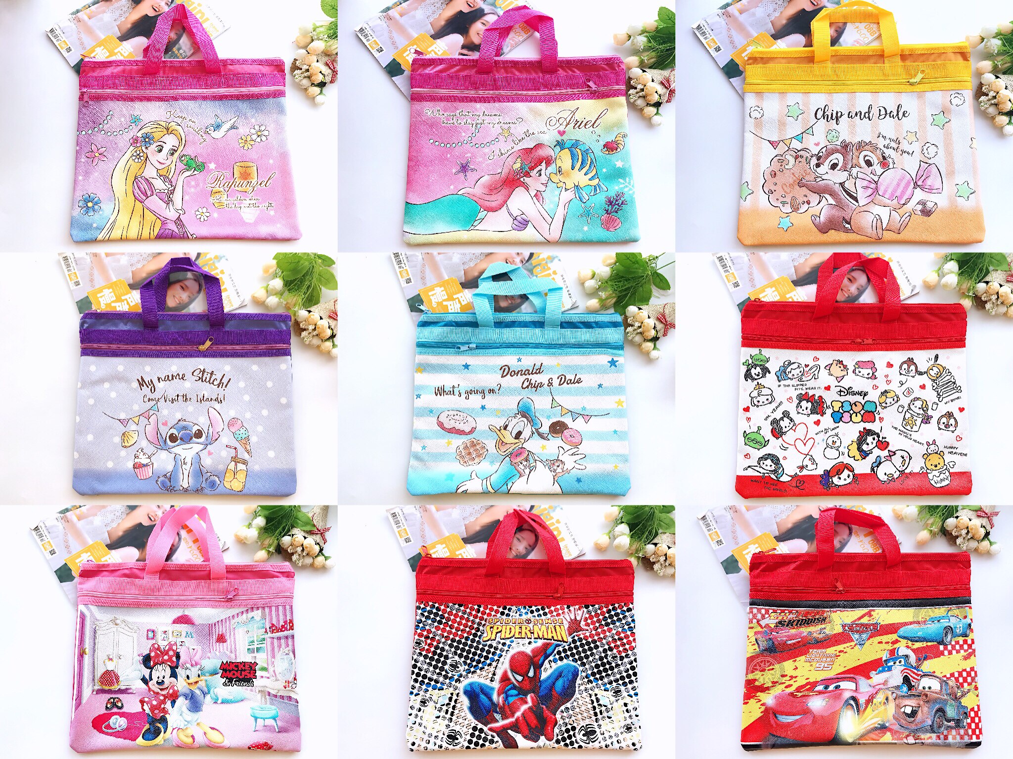 Cartoon Iris file bag Children's tutorial bag Japanese family history Nu Bibi Star Yugui Dog double mobile A4 bag