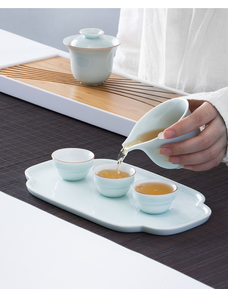 Ceramic tea tray was Japanese kung fu tea set contracted four seasons tea tray plate of mini dry storage tea tray rectangle bearing