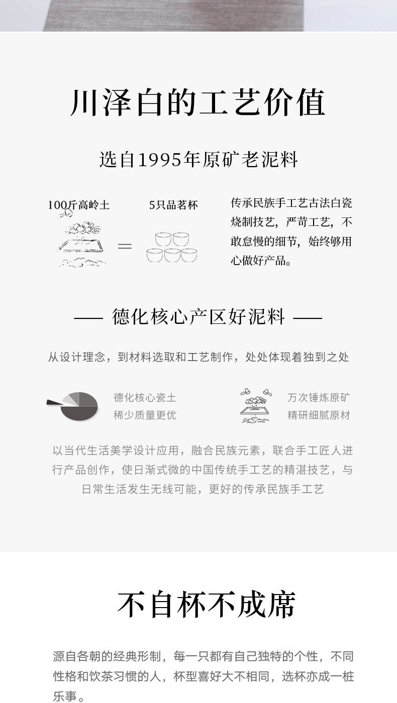 White porcelain ceramic cups and creation master cup single pure manual household kung fu tea sets sample tea cup
