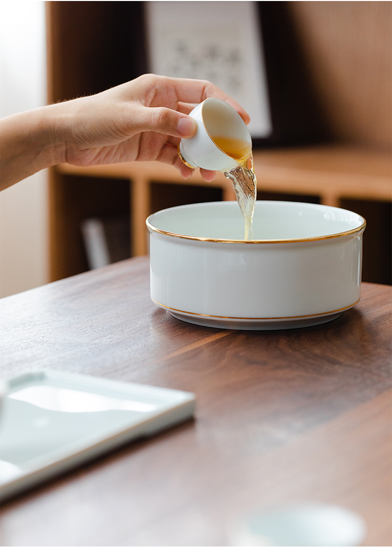 The Heavy tea to wash large writing brush washer water jar washing bowl with ceramic kung fu tea set with parts tea taking with zero household tea tray