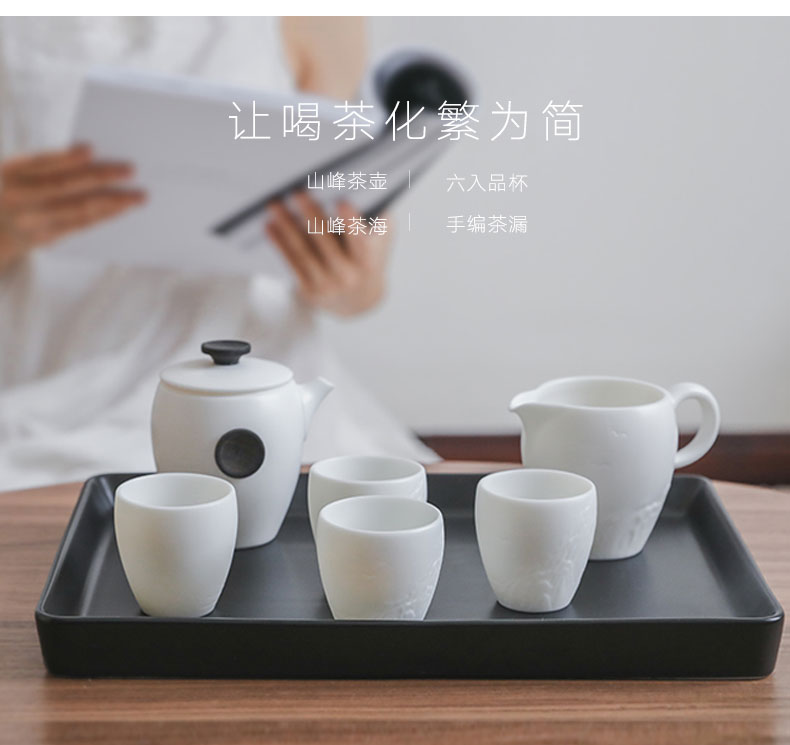 And creation of dehua white porcelain kung fu tea sets suit household contracted teapot teacup tea tea set