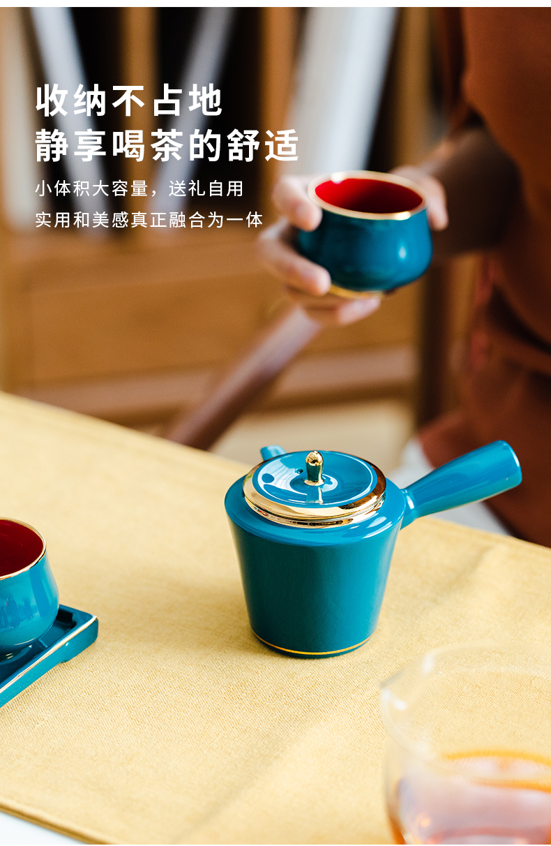 The teapot tea pot of dehua ceramic Japanese household small single side pot of single wind kung fu tea palace with one person