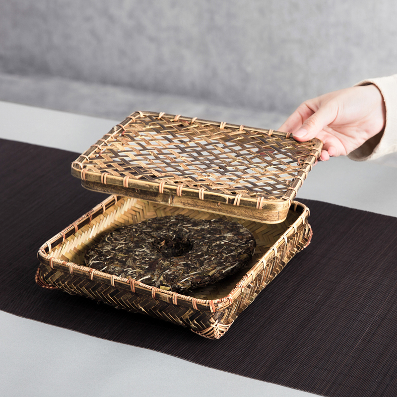 And creation of puer tea woven baskets of breathable bamboo basket to wake bamboo basket pu - erh tea box receive a box storage receive tea basket