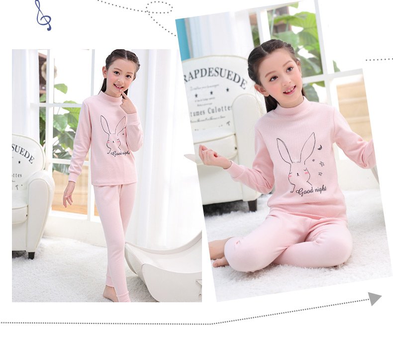 Bộ đồ lót tuổi teen cho bé gái 7 bé gái 9 bé lớn 12 áo len cotton 15 tuổi và một nửa cổ cao quần áo mùa thu quần áo trẻ em nam