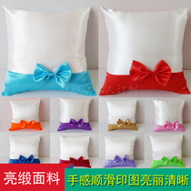 DIY heat transfer consumables sublimation blank pillow pillow pillow wholesale bright satin New bow pillow