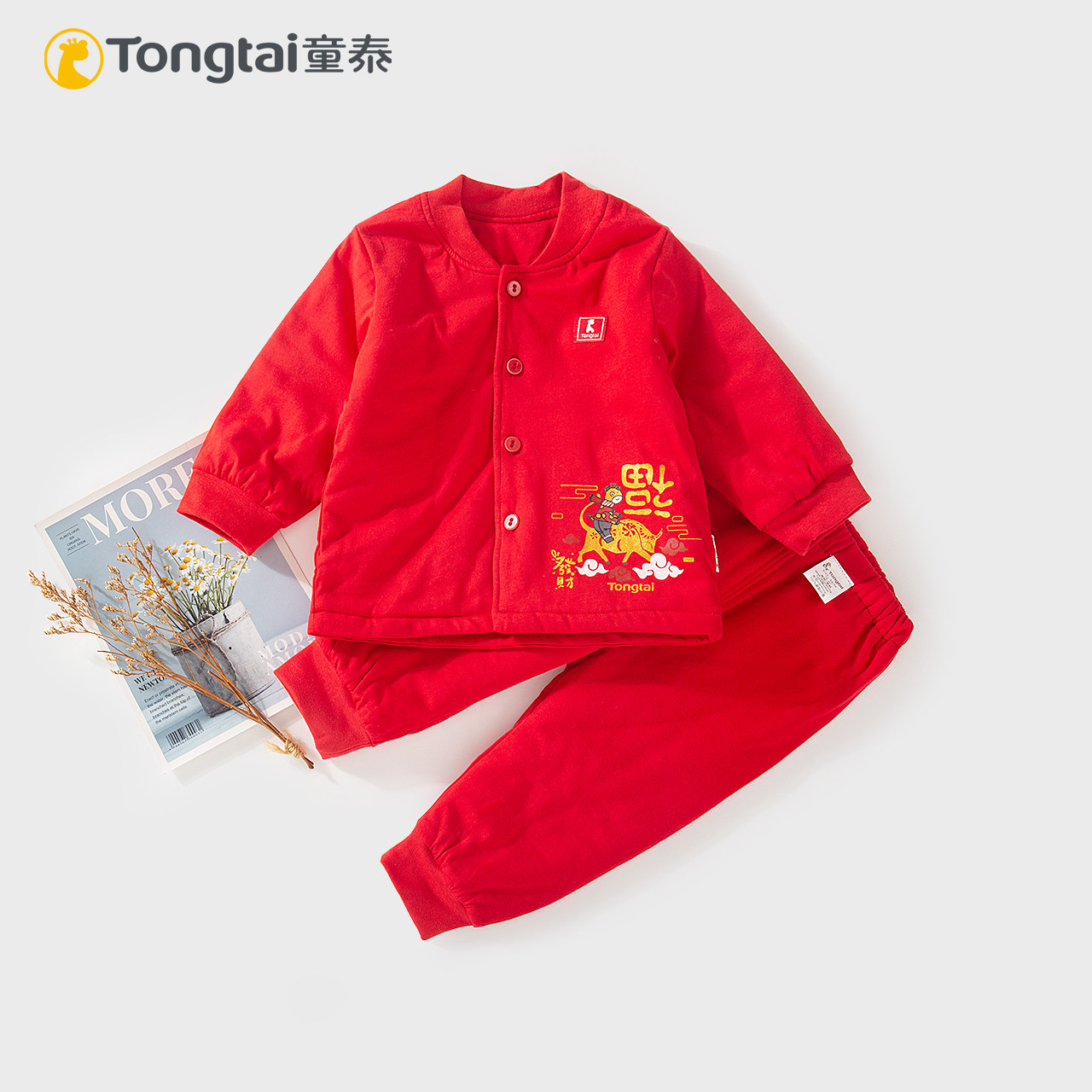Children Tai autumn winter 3 - 6 months baby clothes festive hundred winter dress men and women baby suit red cotton clothes