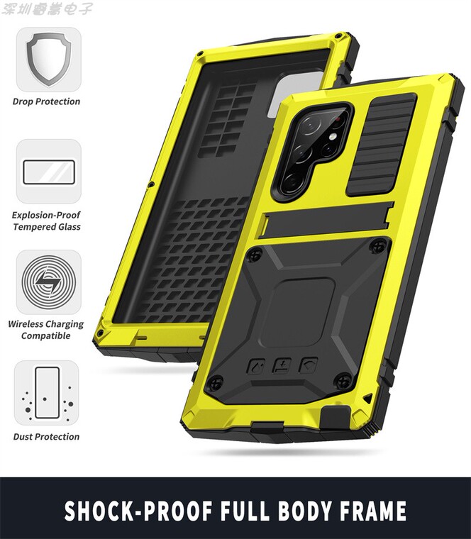 Metal 360 Degrees Full Protection Three Layer Heavy Duty With Kickstand S23, S23 Plus, S23 Ultra Samsung Phone Case