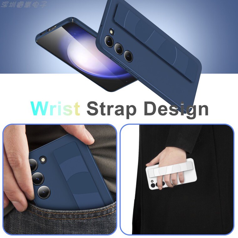 Shiny Waxed Matte Wrist Hand Band Strap Camera Lens Protection S24, S24 Plus, S24 Ultra Samsung Phone Case