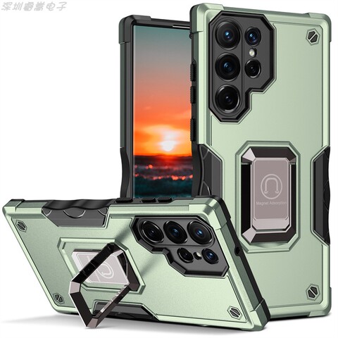 Green — Tough Shockproof Kickstand Function Hybrid Airbag Corner Protection S23, S23 Plus, S23 Ultra Samsung Phone Case